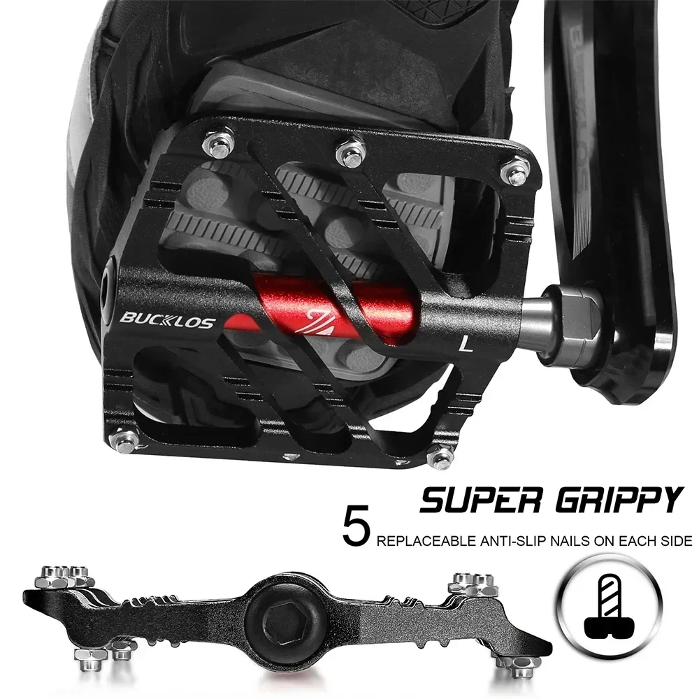 BUCKLOS Bicycle Pedals MTB Road 3 Bearing CNC Flat Bike Pedals Wide Cycling Platform Anti-skid Aluminum Mountain Bicycle Pedal