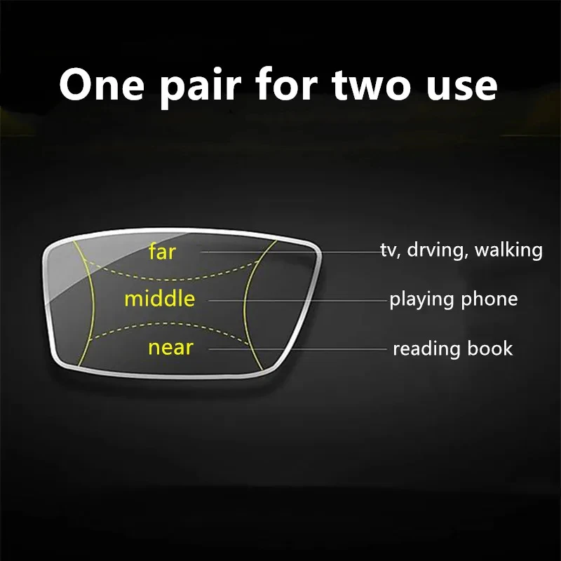2024 Men Anti Blue Light Multi-focus Readers Eyeglasses Rimless Progressive Photochromic Reading Glasses