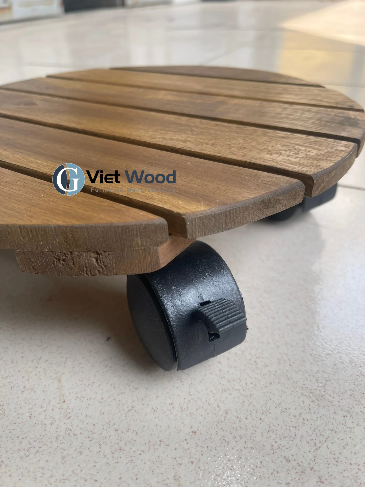 Flowerpot moving tray universal wheel carbonized wood round thickening wood flowerpot base