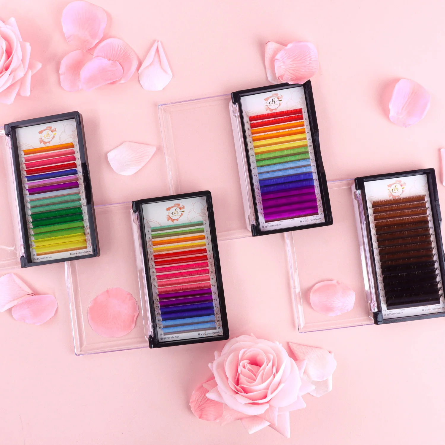 Glow in the dark eyelash extension trays UV neon led lamp lash lighting color lashes extension packaging box Korean PBT