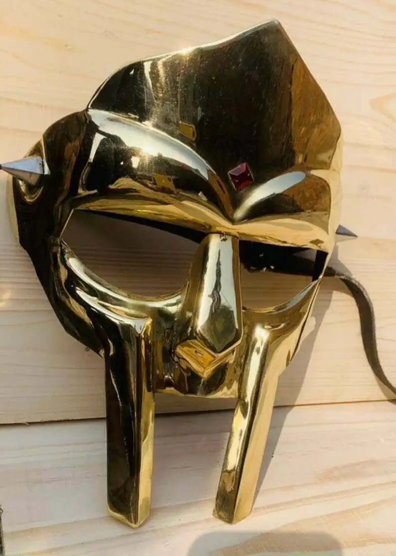 Средневековая MF Doom гладиаторская маска с золотой отделкой латунный защитный шлем для лица Рождественский 18Ga стальной гладиаторский от производителя