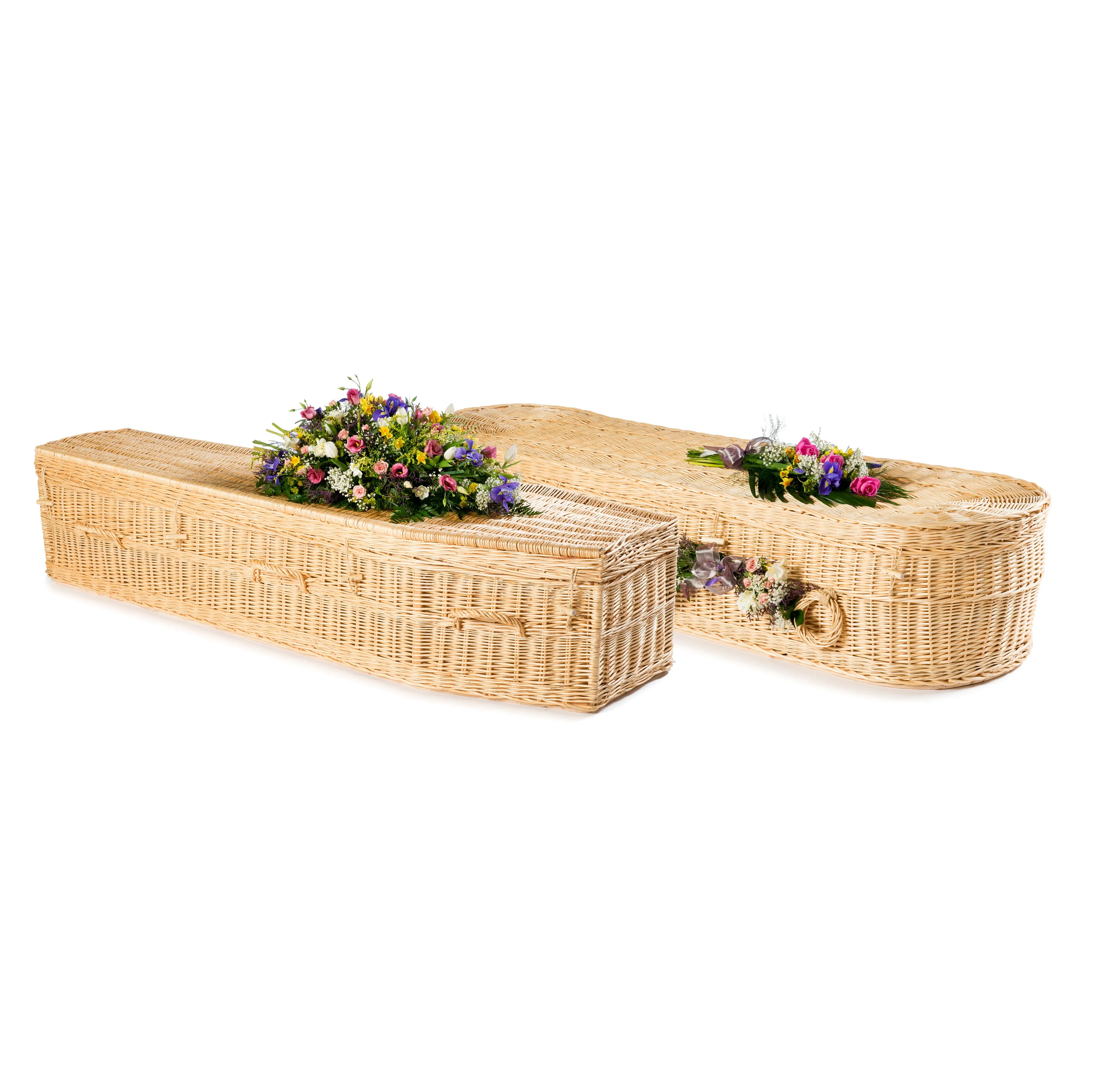 High Quality European Style Rattan Coffin Casket for Ashes Adult Handicraft Wicker funeral coffin for human pet made in Viet Nam