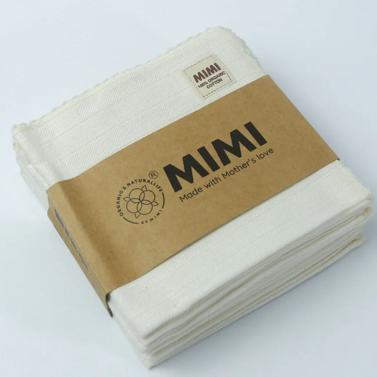 Set 5 pieces Washcloth Muslin Fabric 100% Organic Cotton High Quality From Vietnam Manufacturer High Grade Product