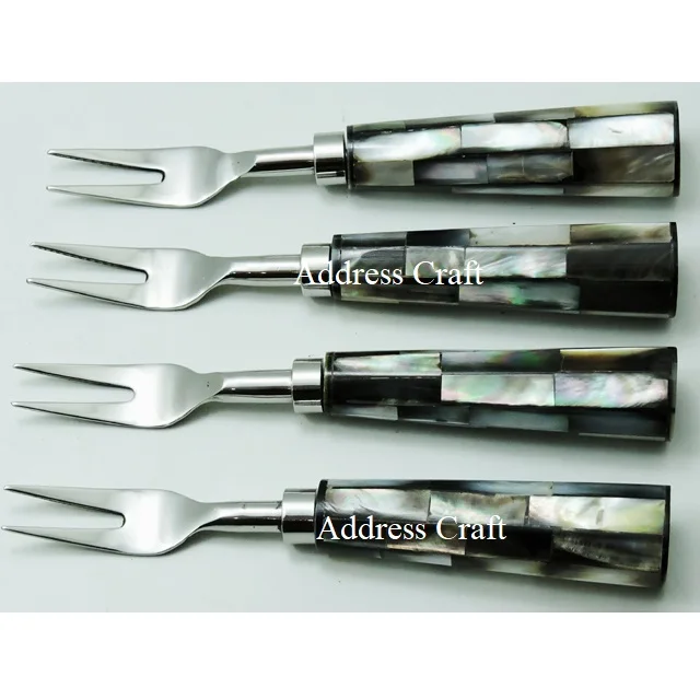 Manufacturer Direct Selling High Quality Mirror Polish Steel Fruit Fork Set of 4 Kitchen Tools Resin Handle Fruit Fork kitchen