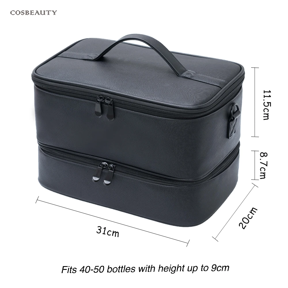 wholesale new custom Portable brush holder Flexible Divider insert makeup bag organizer PU Leather Travel vanity nail case