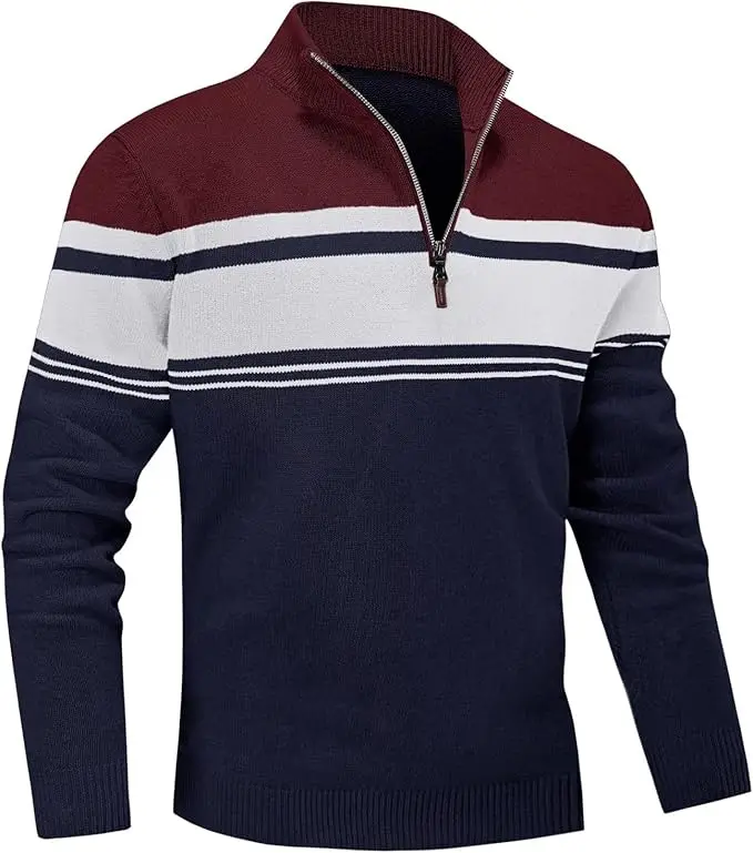 Custom Sweaters Casual Slim-fit Knit Sweater Pullover Men Breathable Half Zipper Knit Custom Size With  logo Sweater for Men