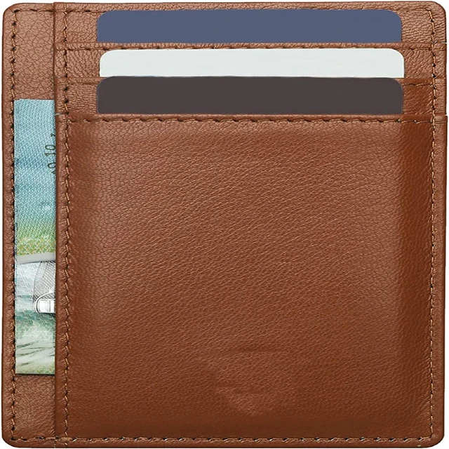 Leather Card Holder Slim Wallet, RFID Blocking Minimalist Wallet Credit Card Holder Men Women Fashion Custom Item Style