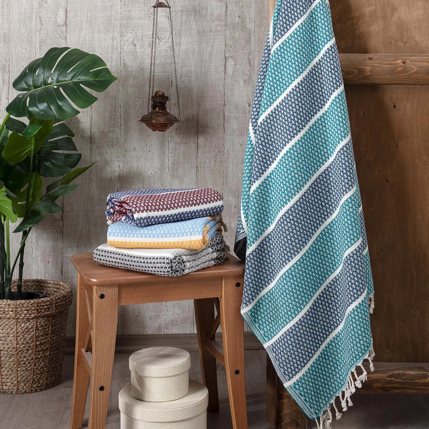 Hiera Turkish Hammam Towel Peshtemal Towel  Wholesale Pestemal 100% Cotton Beach Towel for Sauna