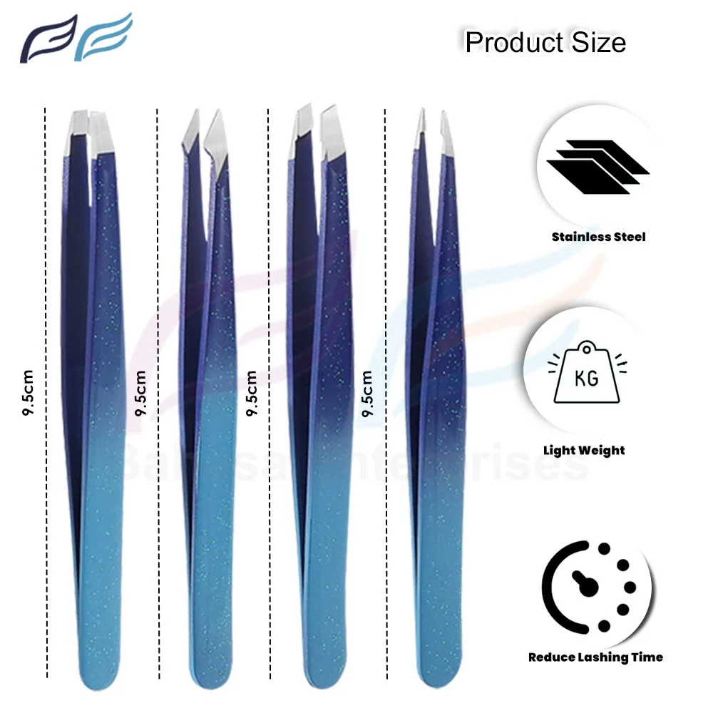 Custom Color Eyebrow Tweezers Set High Quality Pointed Custom Logo Sparkle Beauty Products Women Eyelash Extension Bahasa Pro