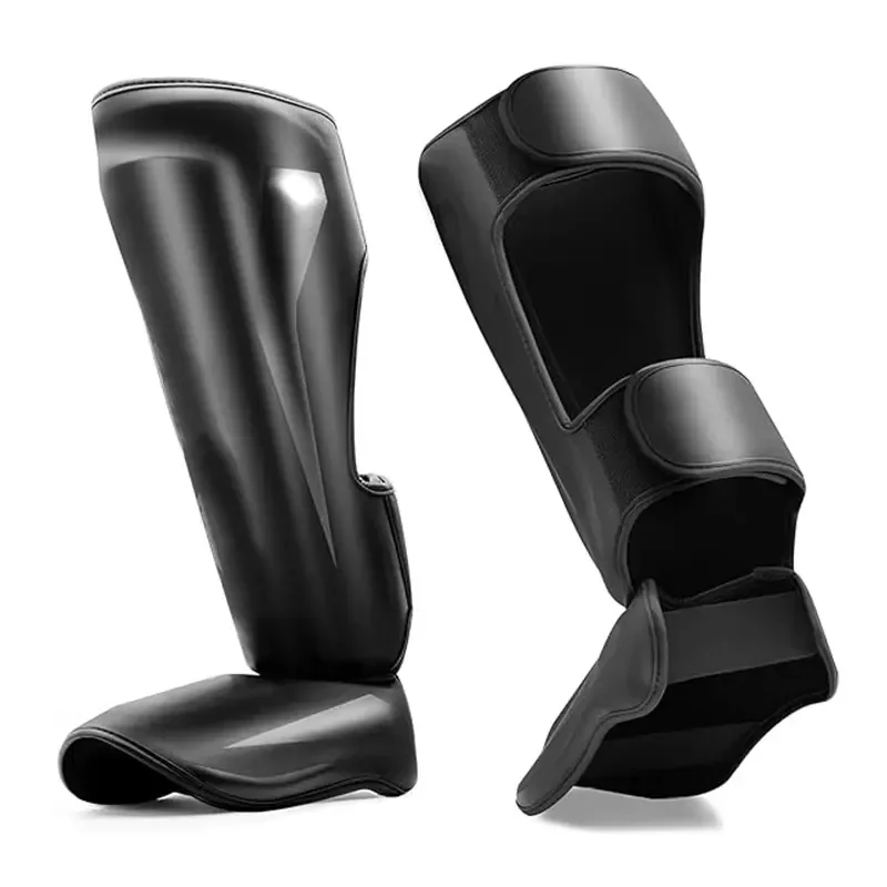 Customized Cowhide Leather Pu Leather Kick Boxing Shin Guards Shin Protector Custom Logo Printed Shin Guards