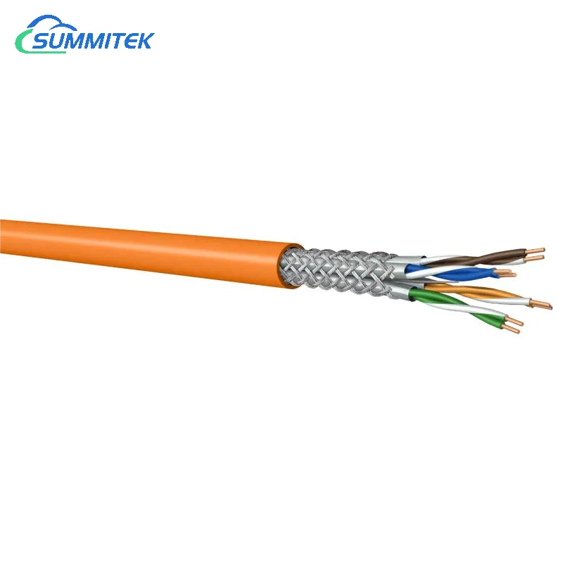 Indoor S/FTP SFTP CAT7A Lan Cable 23AWG 0.57mm Stranded Solid Copper OEM Category7A PVC Jacket CM CMR 4p twist pair 305m 1000ft