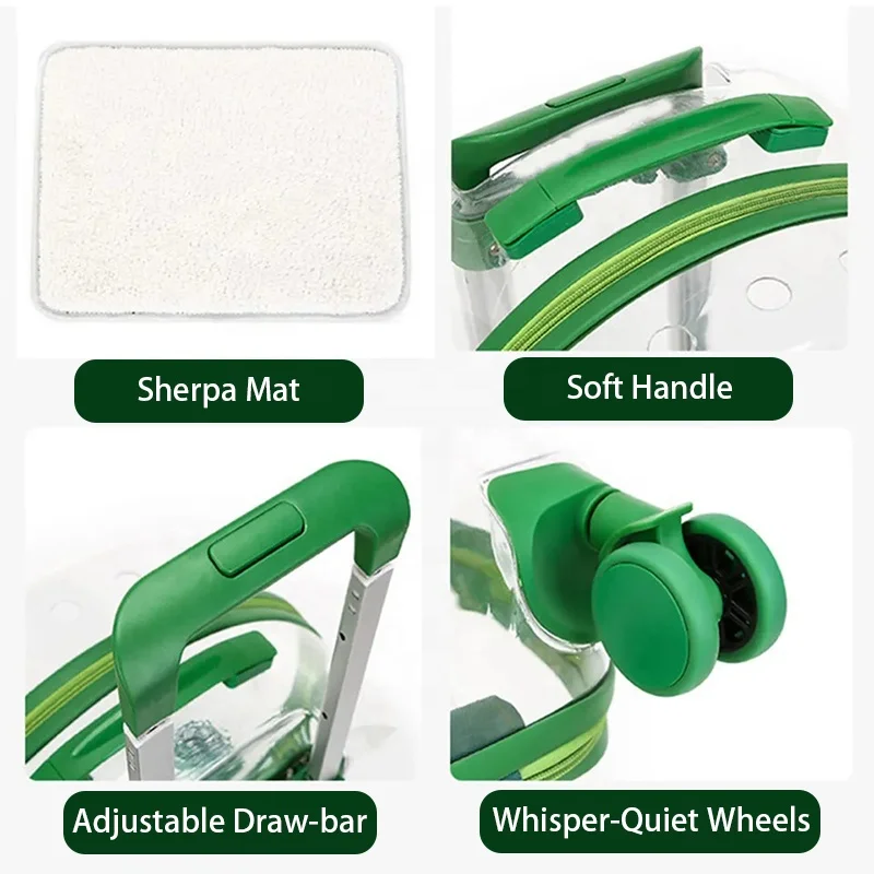 2024 New Transparent Capsule Pet bag carrier luggage case transparent trolley case with trolley wheels