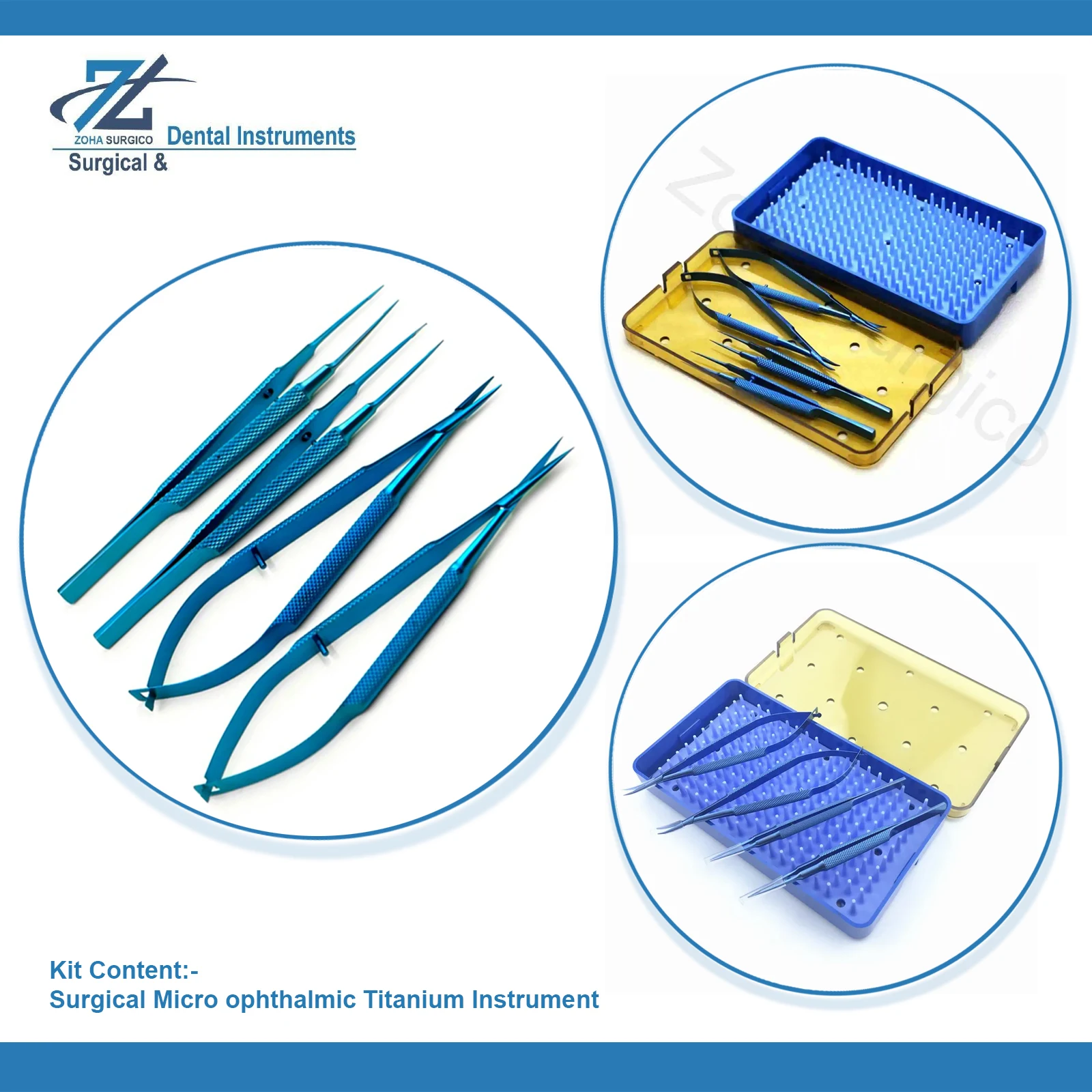 Микротитановый офтальмологический микрохирургический инструмент хирургический Комбинированный держатель иглы/ножницы/пинцет из стали микротитановый CE