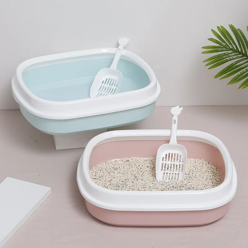 wholesale cats litter box Pet Products Cleaning Plastic Cat Toilet Box Trays Simple Cat Litter Box