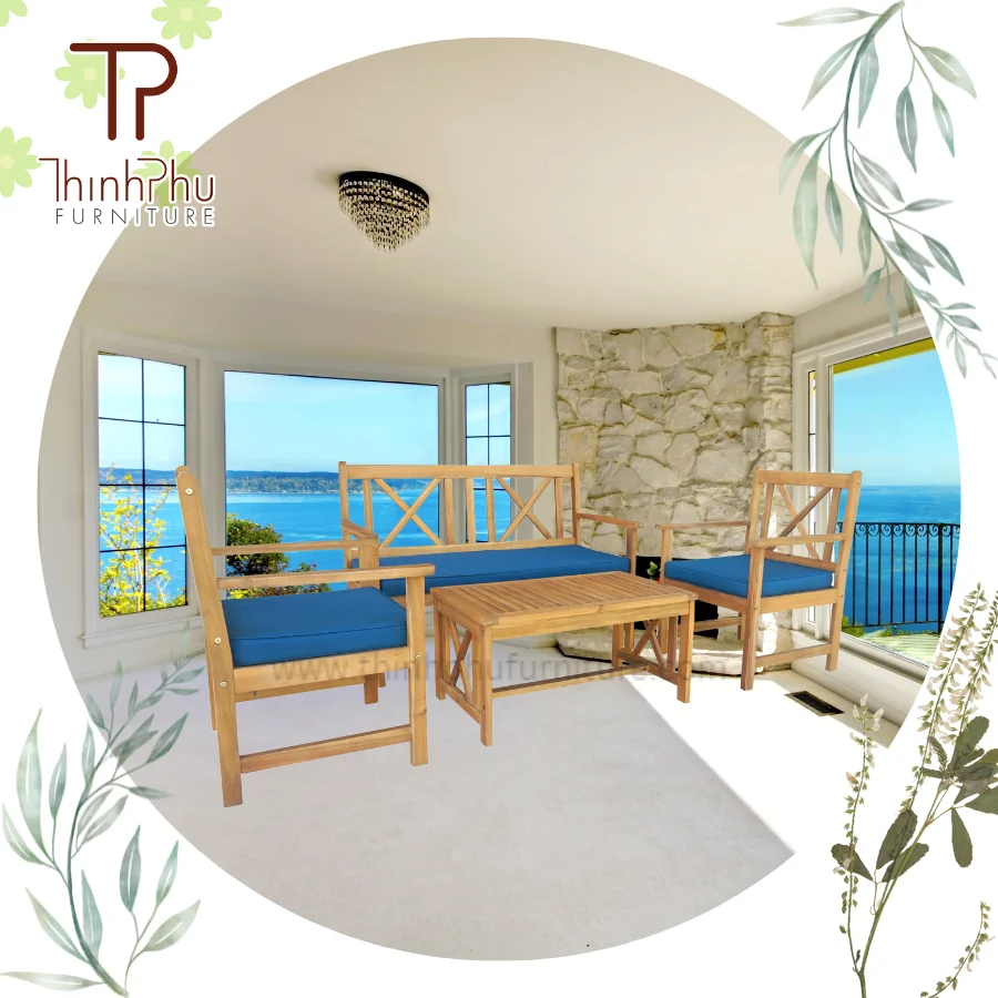 Outdoor Patio Furniture Cast Aluminum fire pit table Deep Seating Sofa Eco-Friendly