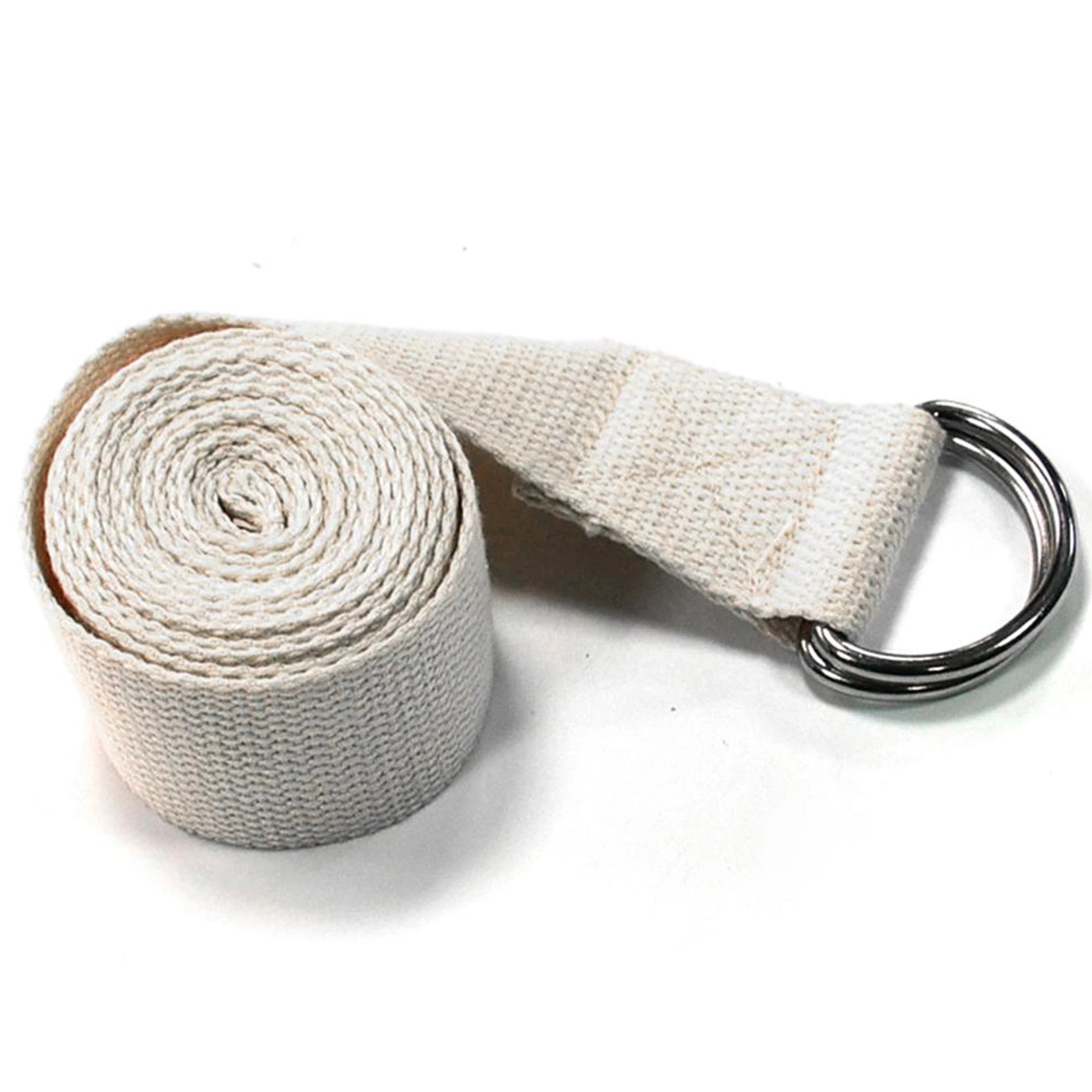 Custom Logo Exercise Polyester Cotton Fitness Carry Yoga Belt Premium Stretch Woven Yoga Straps