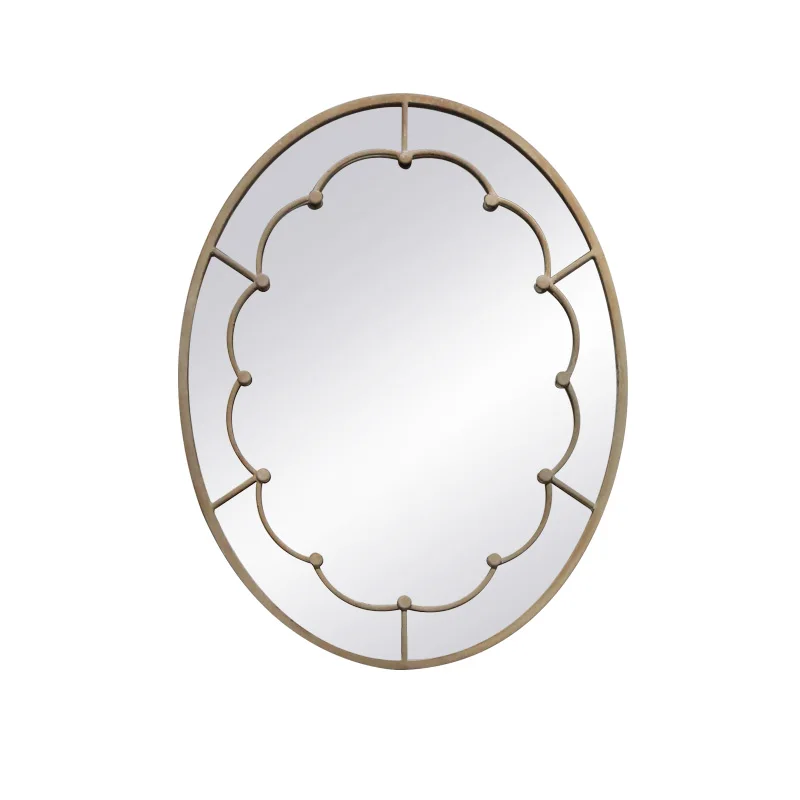Large Oval Accent Home Decor Decorative Mirror Metal Frame Craft Irregular Oversized Decorated Wall Mirror