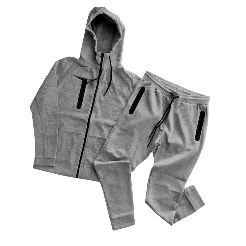 BSCI Manufacturer Wholesale Oversized Cotton Mens Track Suit Sets Custom Zip Up Hoodie Sweatsuit