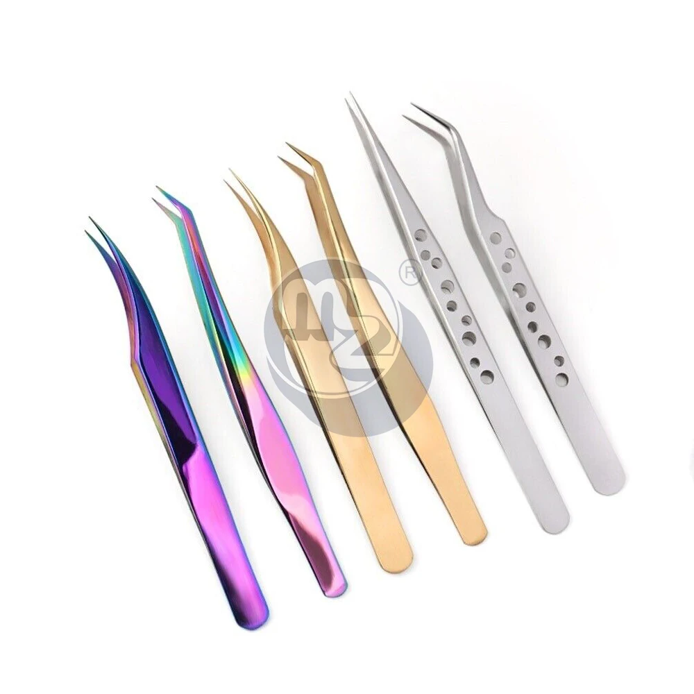 Eyelash Tweezers Applicator for False Lashes Fake Eyelashes in 5 colours Plastic Eyelash Tweezers