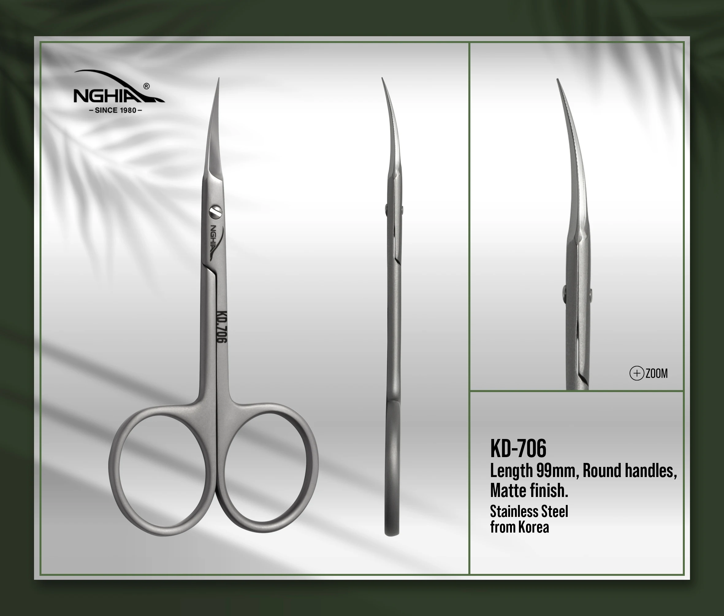 Vietnam KD-706 Best Selling Professional Cuticle Scissors Export OEM Customized Manicure Scissors Stainless Steel Curved Blades