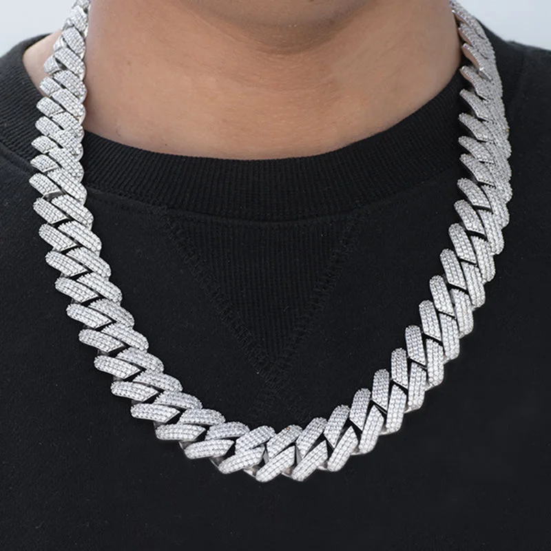 Affordable Luxury Mens Hip Hop Miami Cuban Link Chain Moissanite Hip Hop Rappers Cuban Link Chain from India