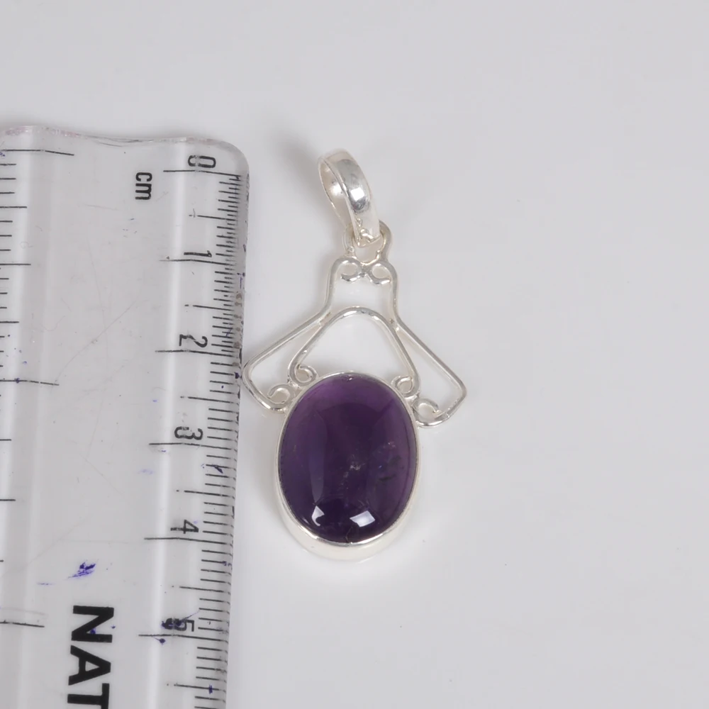 925 Silver Amethyst Oval Gemstone Pendants Silver Jewelry For Women 925 Pendants Sterling Silver 925 Amethyst Gemstone Pendants