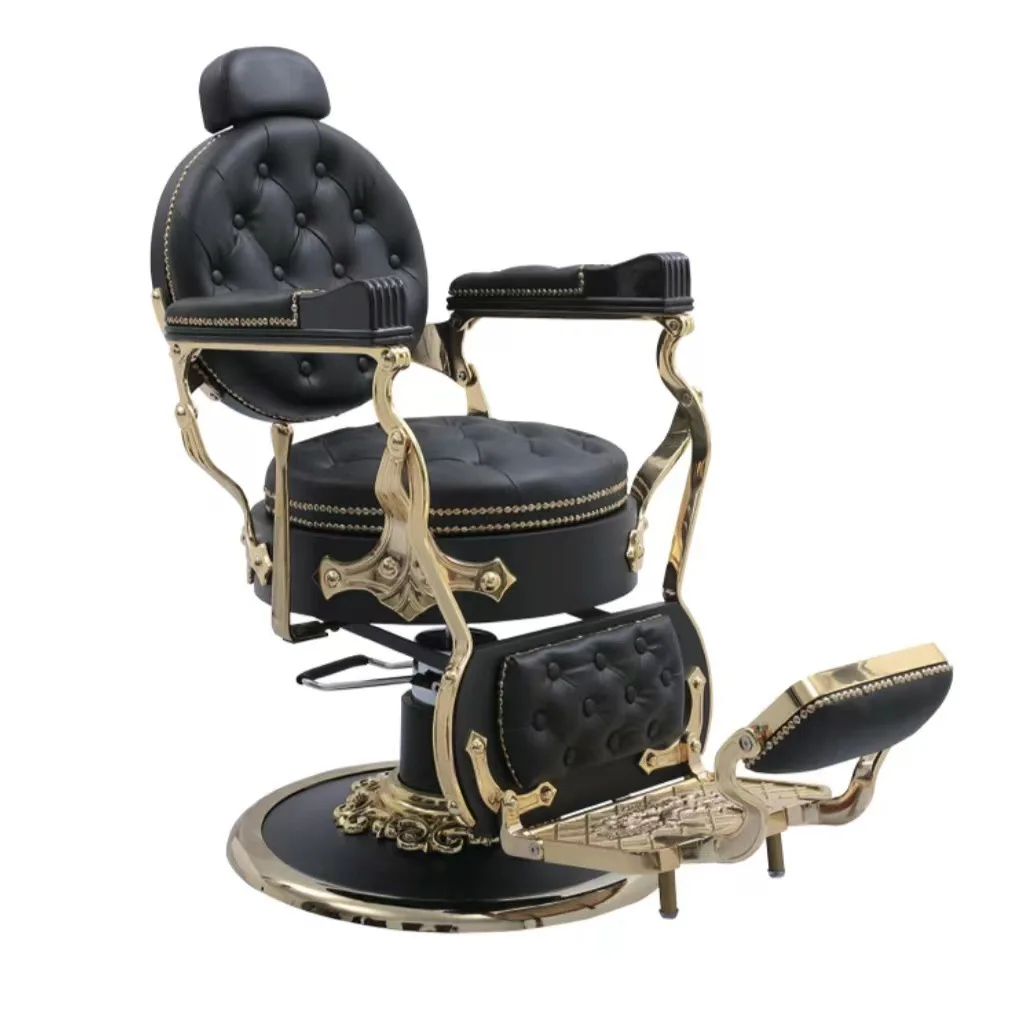 Retro Comfortable Salon Commercial Furniture Equipment Multifunctional Styling Support Footrest OEM Customization Barber Chair