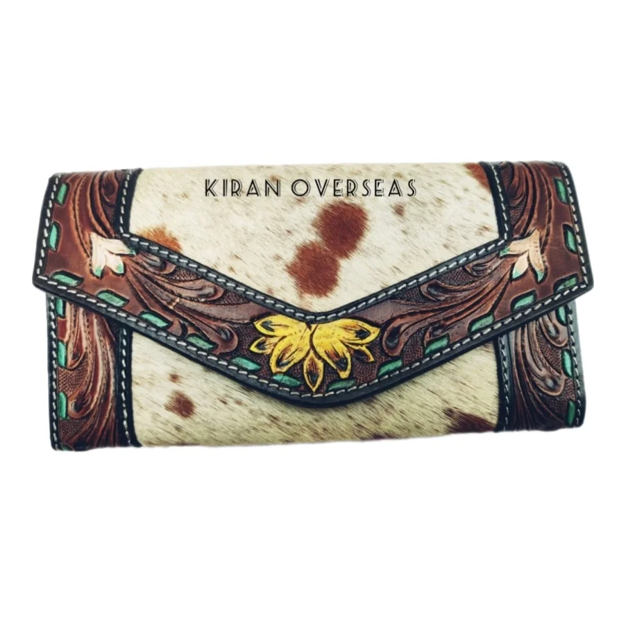 High Quality western leather wallet/handmade tooling and carving full grain dd leather best quality designer cow boy wallet