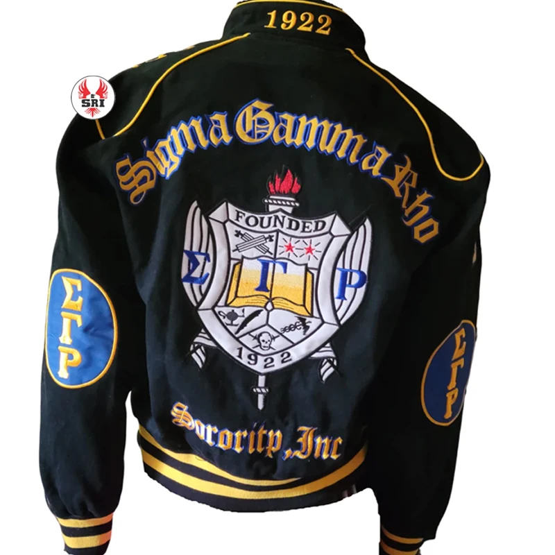 Sigma Gamma Rho Soror Embroidery Women Twill Racing Jacket | SGRHO Sorority Embroidered Ladies Customized Racing Jacket
