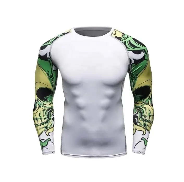 2023 Sublimation Printed Customized Colors And Design Quick Dry Polyester Fitted Plus Size MMA Rash Guard