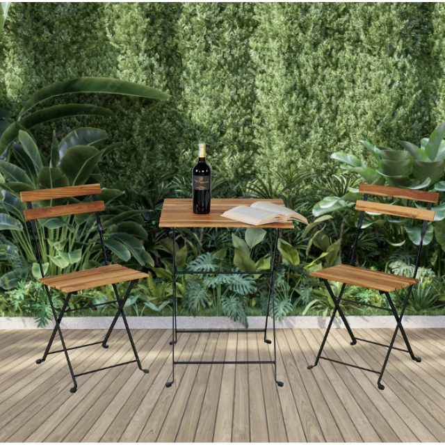Hot seller patio furniture Teak Bistro Coffee set Table and Chairs for Garden Furniture space Vietnam high quality nice grain