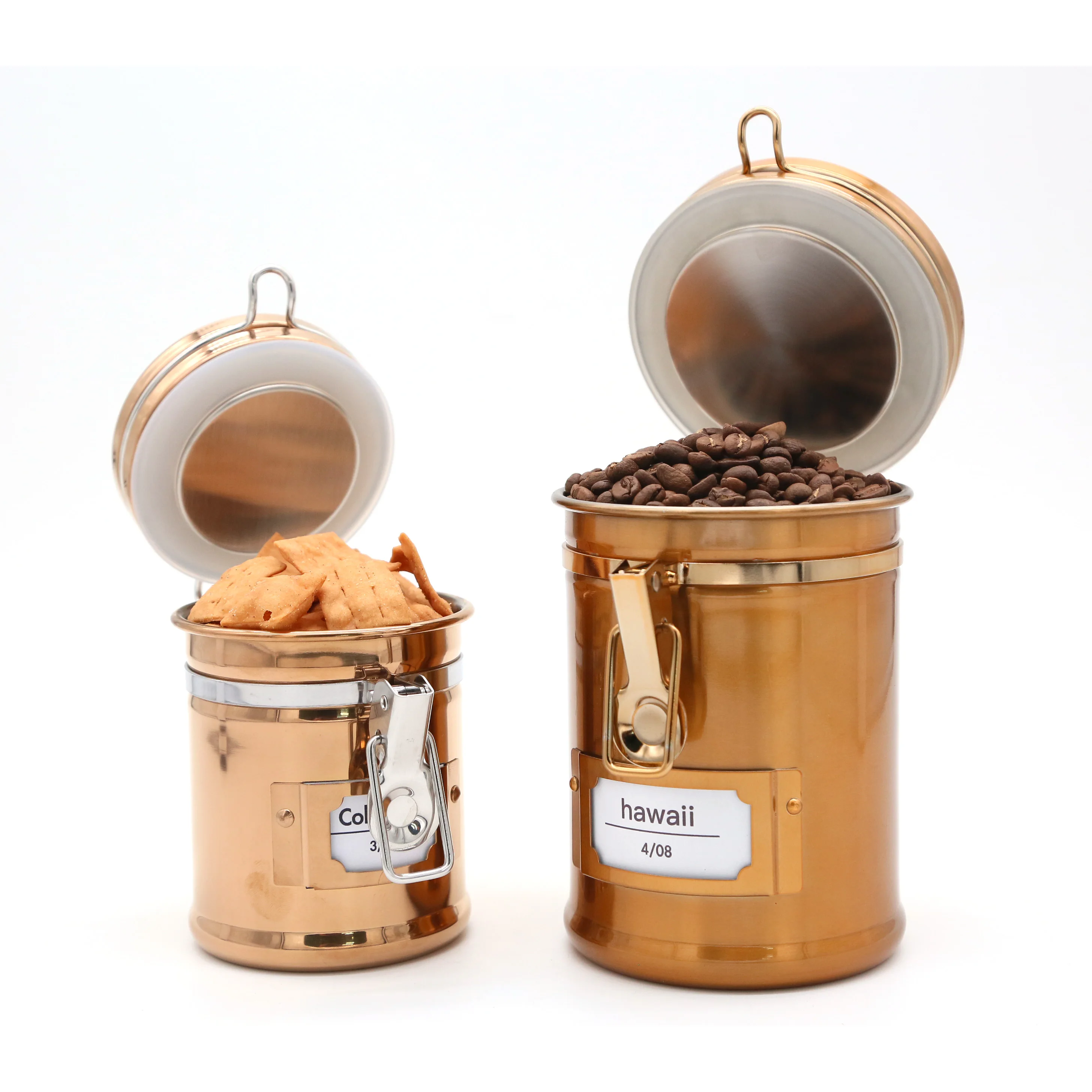 Small Size Sealed Cantilever Lid Canister Durable 304 Stainless Steel Metal Body Jars Of Sugar Tea Coffee Bean Replenished
