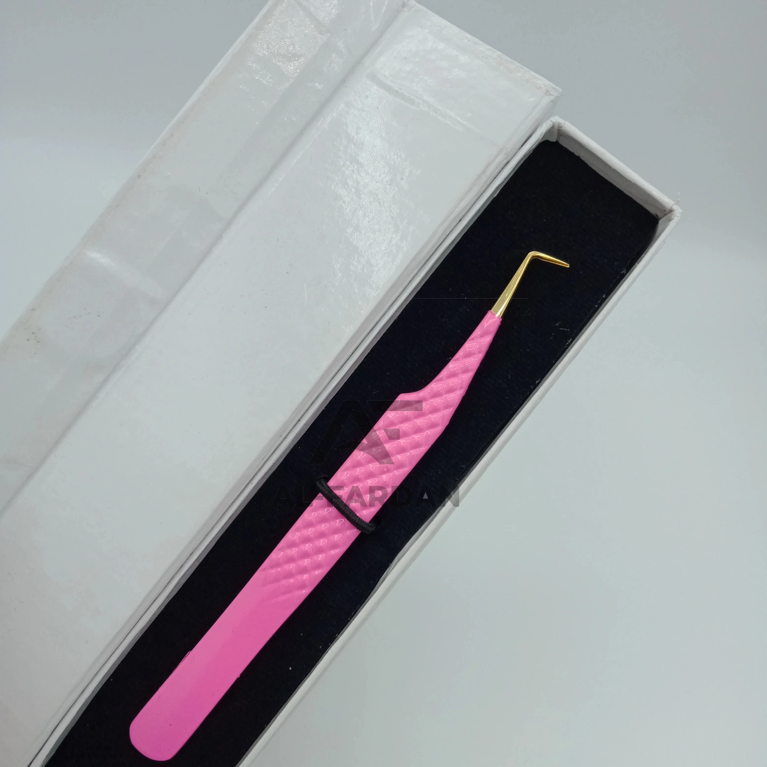 90 Degree Japanese Stainless Steel Diamond Grip Lash Volume Tweezers Hot Pink Gold Tip High Eyelash Extension Eyebrow Tool