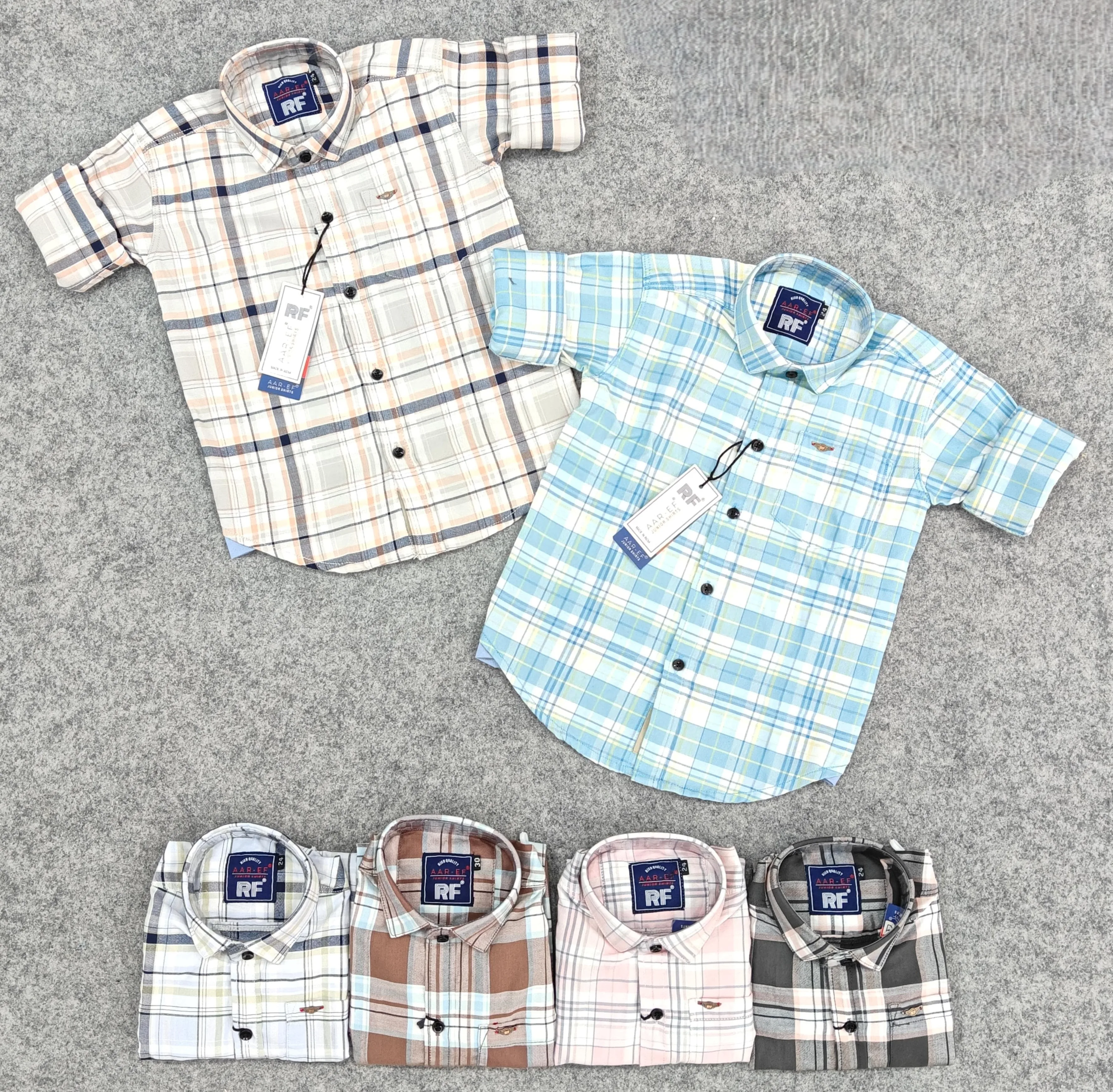 2017 New Spring Autumn Collection High Quality Cotton Plaid Oxford Shirts for Boys Kids Tops Fashion for School Season