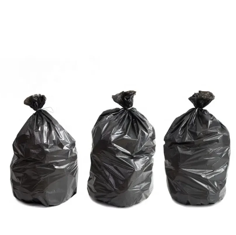 Оптовая продажа переработанные большие портативные черные пластиковые мешки для мусора