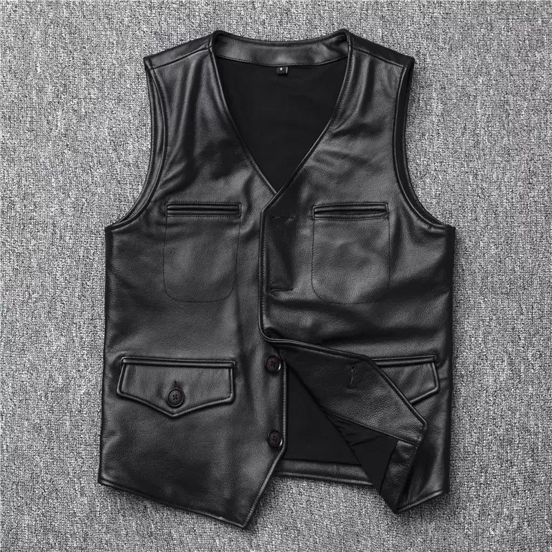 New Design Mens Casual Motorbike Leather Vest/ Motorcycle Cowhide Leather Waistcoat Vest beautiful and nice looking vest