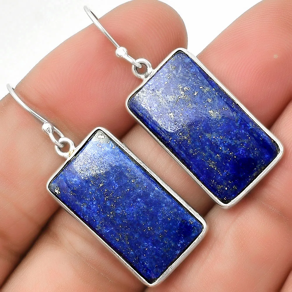 Fine Jewelry Set Lapis Lazuli from Afghanistan 925 Sterling Silver Pendant Earrings SDT02486 T-1001 Blue Gemstone Jewelry