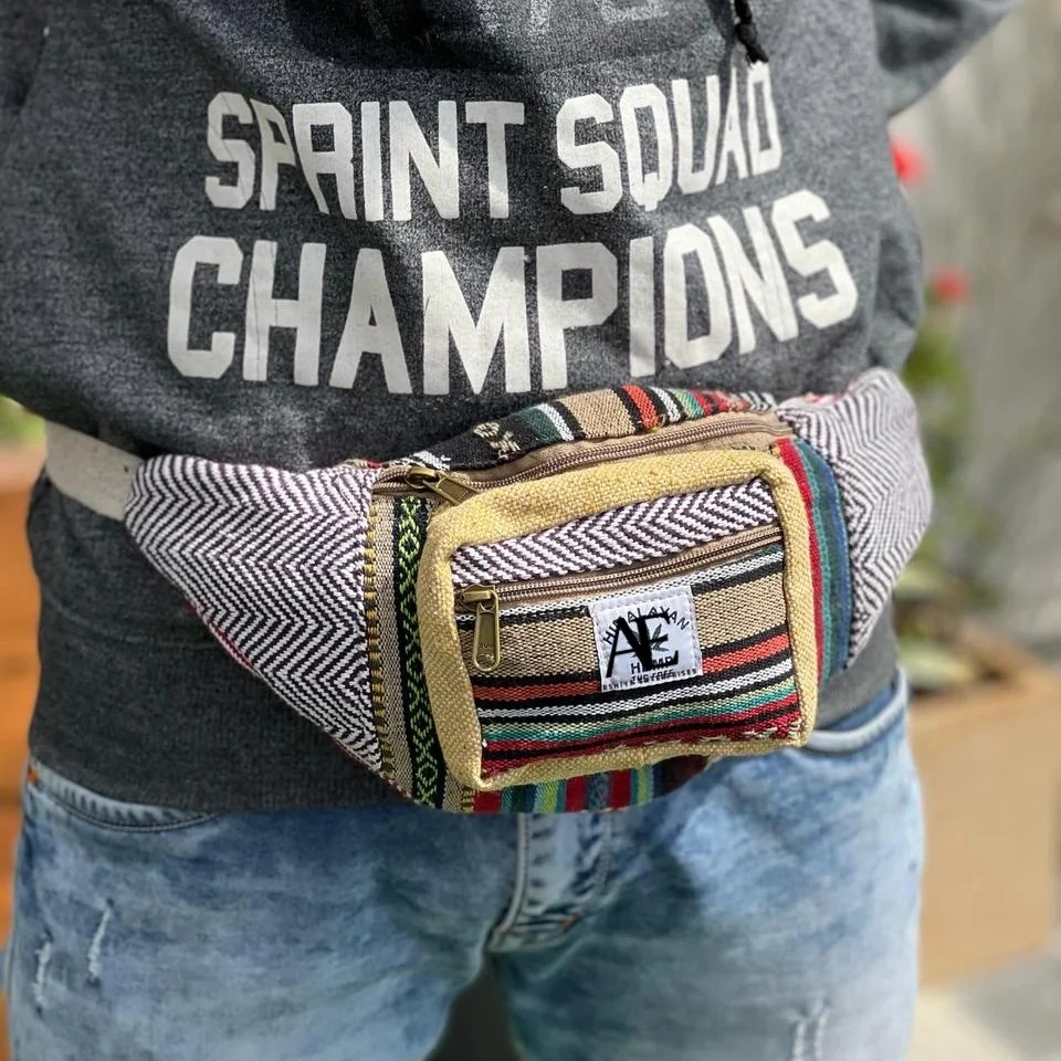 New Western Stylish Handmade Jute Cotton Hemp Fanny Packs Hot Selling Sustainable Eco Friendly Bohemian Unisex Waist Bags