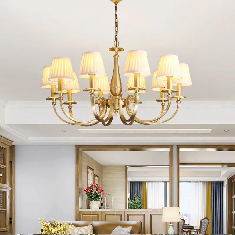 New American-style all-copper chandelier European-style living room avize chandelier modern minimalist creative bedroom  lamps