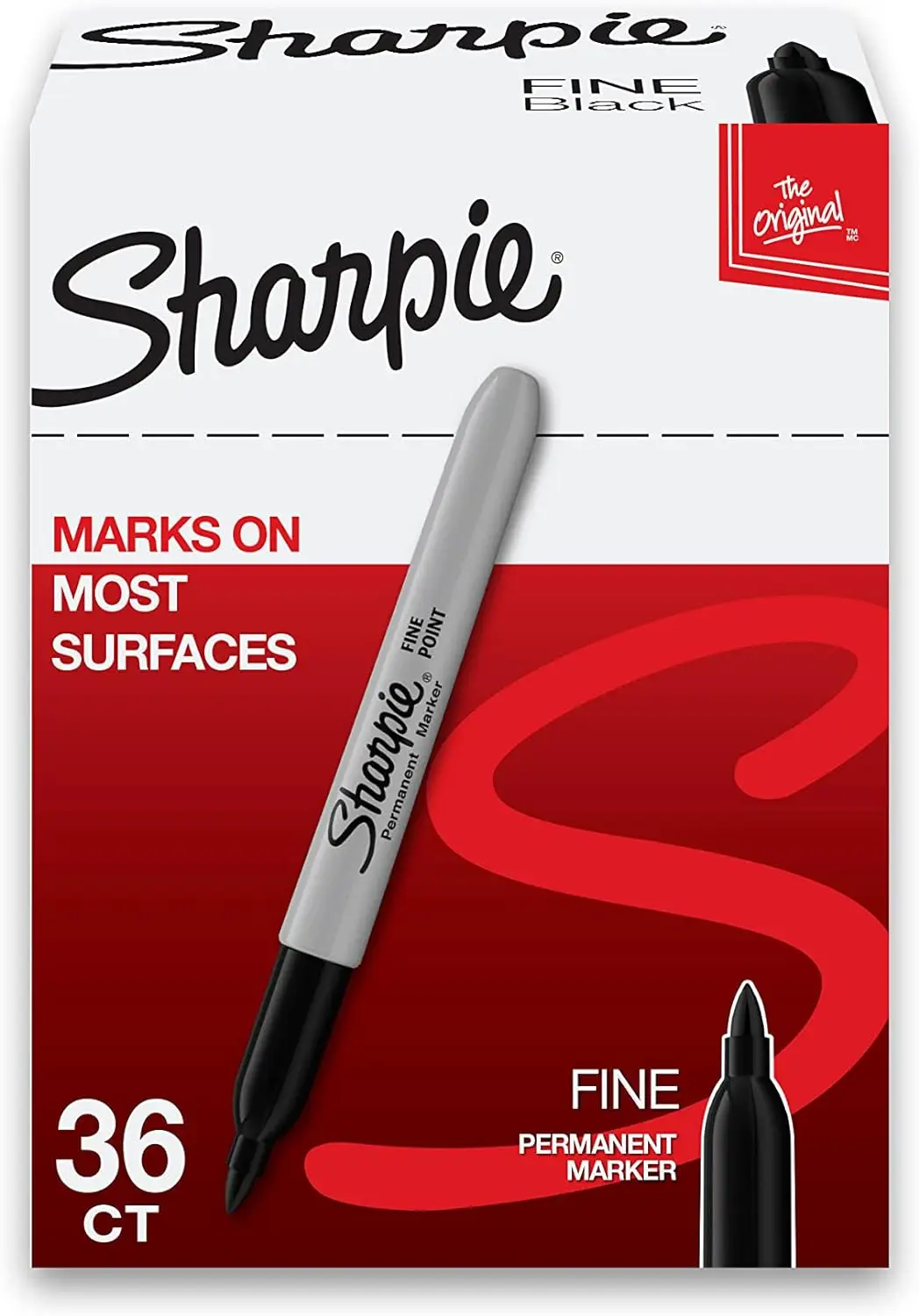 Permanent Markers, Fine Point, Black, 36 Count