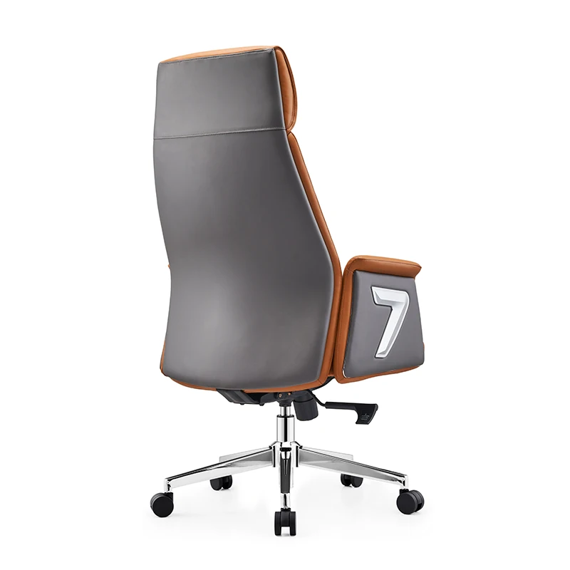 Latest New Luxury Leather Executive Office Chair With Arm Rest Orange PU Leather Boss Office Chair