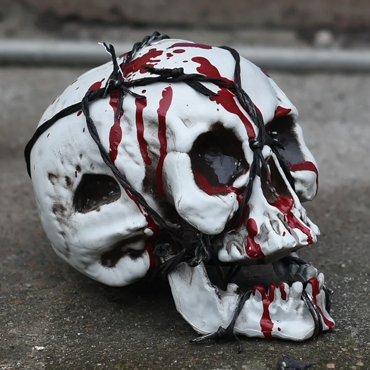 Halloween Prop Skulls Realistic Looking Scary Human Life Size Skeleton Head Plastic Skeleton Model for Party Garden Decoration