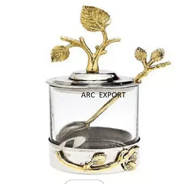 Aluminum With Fancy Designer With Glass Metal Sweets Box With Designer Luxury Spoon Ware Sweets Box For Selling