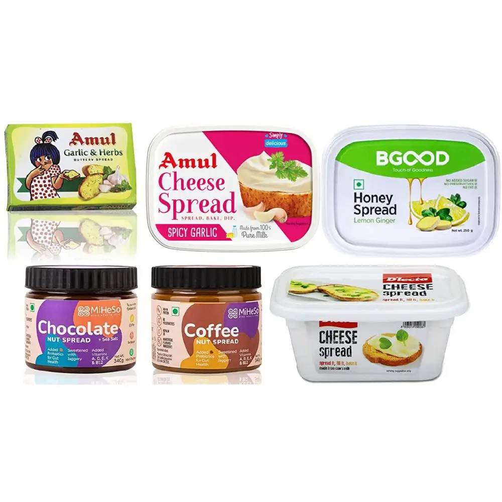 Best Indian Brands Spreads in Different Flavours like Chocolate Peanut Butter Cheese Almond Butter Pasta Sauce Cheese Cubes