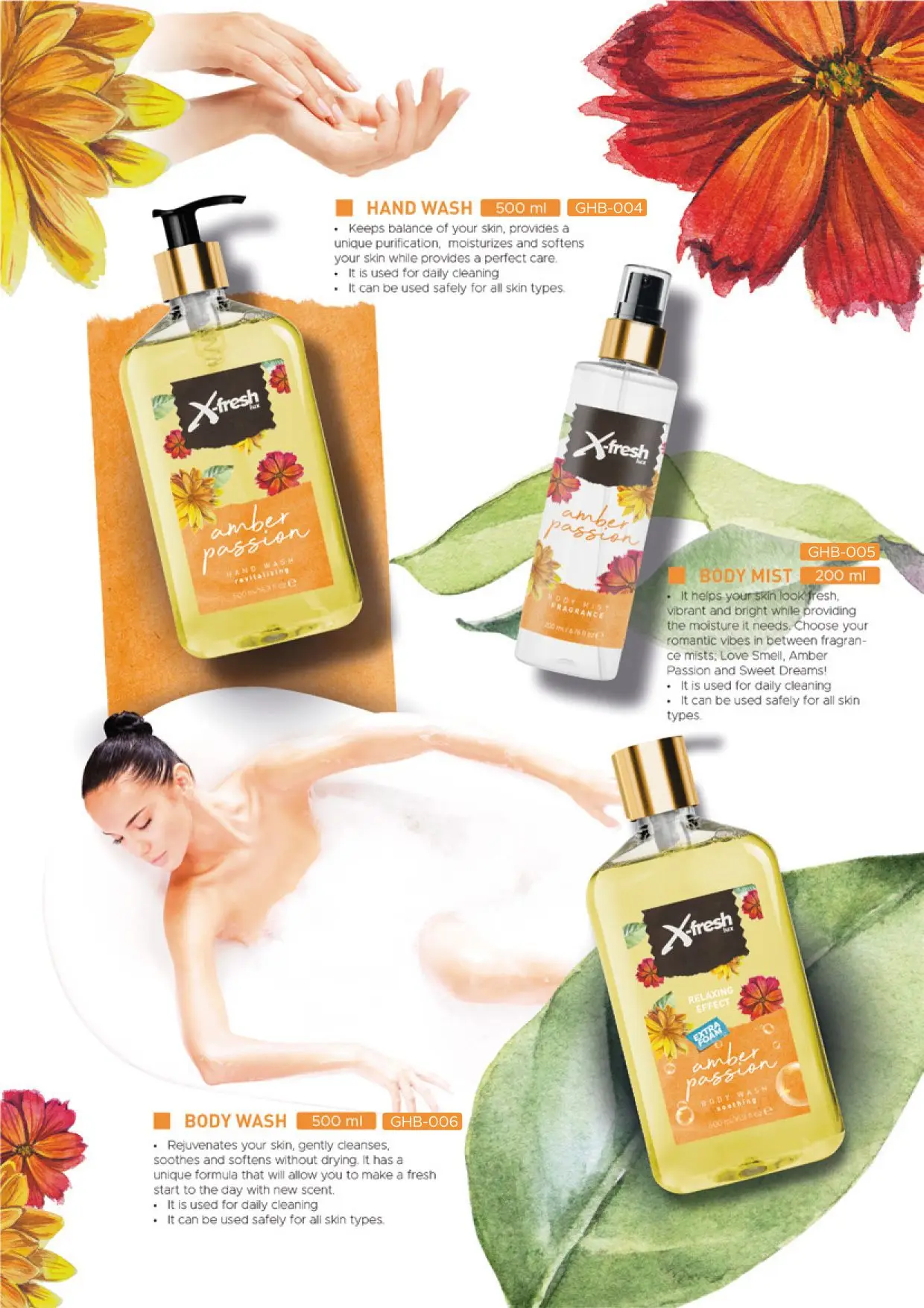 BODY MIST FRAGRANCE AMBER PASSION DAILY  ALL SKIN TYPES  PERFECT CARE  FROM FACTORY READY TO SHIP BEST PRICE QUARANTED