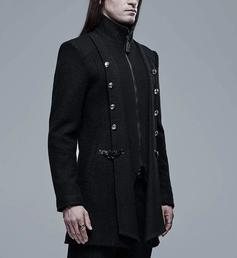 Men Gothic Coat Leather Hooded Medieval Gothic Retro Punk Long Sleeve Jackets Custom Gothic Wear