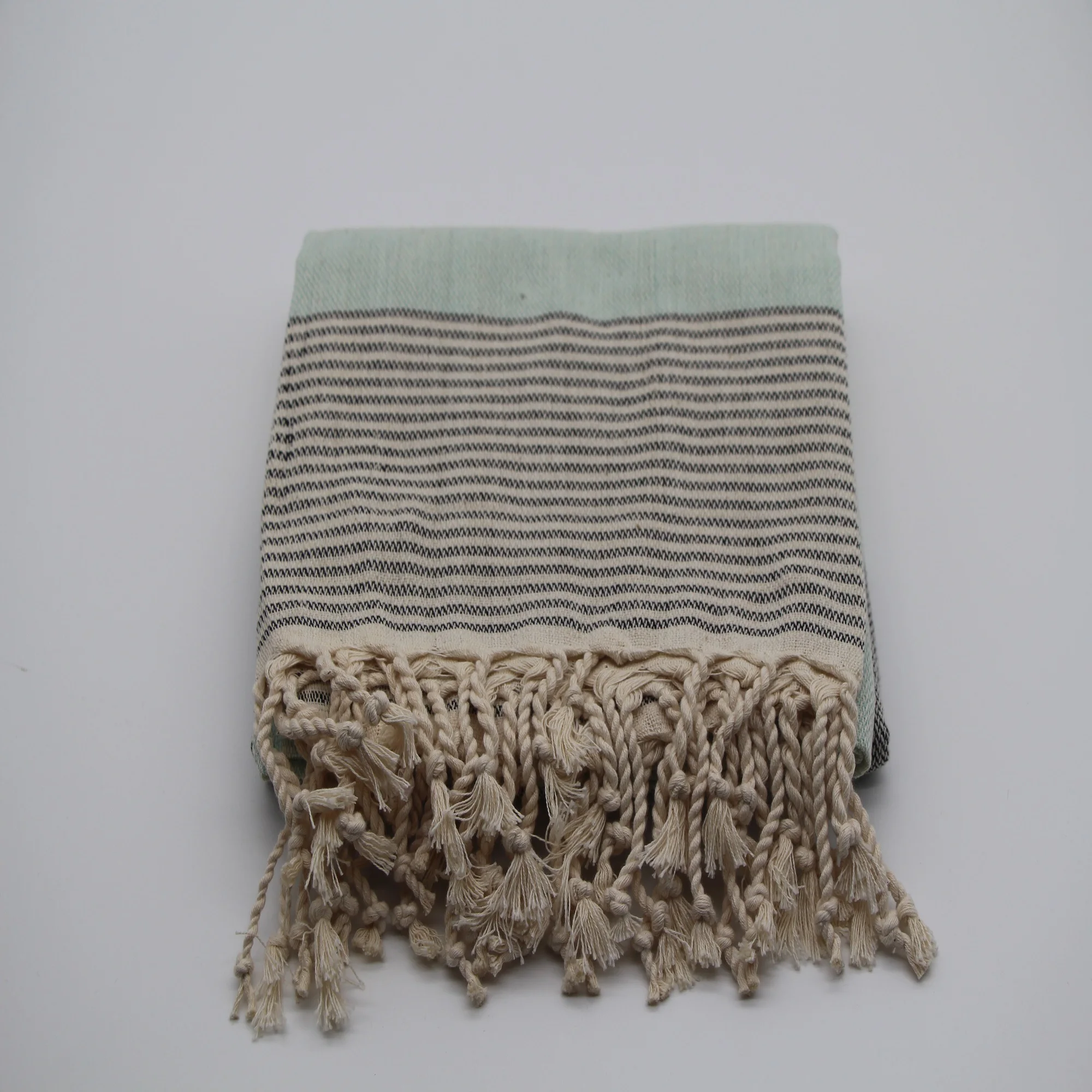 Estel Wholesale Thick Stripy New Beach Spa Bath Towel From Turkey Hisar Towel 100 x 180 cm Mint and Black