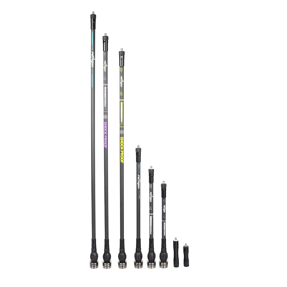 Archery 3K Carbon Shaft Bow Stabilizer 14mm Diameter Shock Absorber Rod with Weights and Damping System for Compound and Recurve