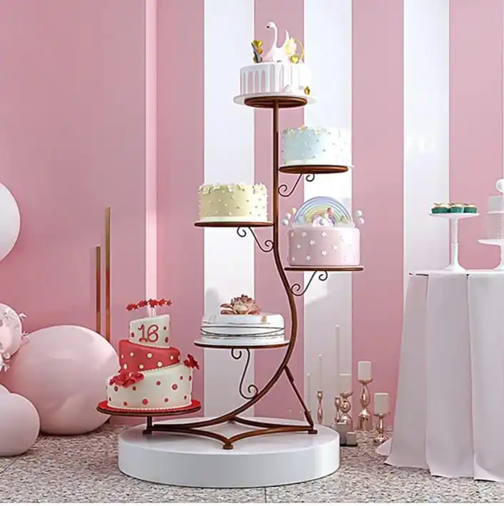 European Style 6 Tier Cake Stands for Wedding Cakes Decorative Iron Dessert Tower Cup Cake Display Stands