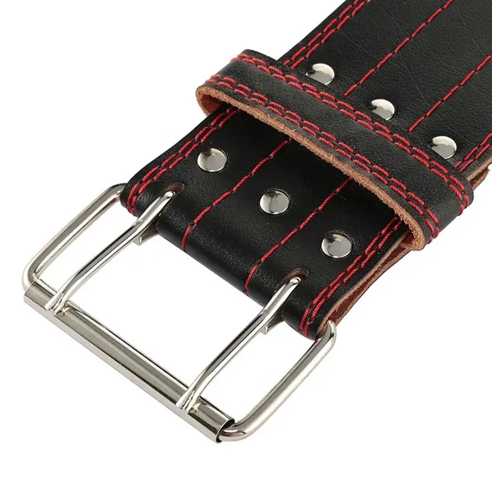 High-quality black weightlifting belt with customized back support, made from genuine cowhide leather power belts